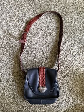 Vintage Brighton Black Leather with Brown Strap Purse